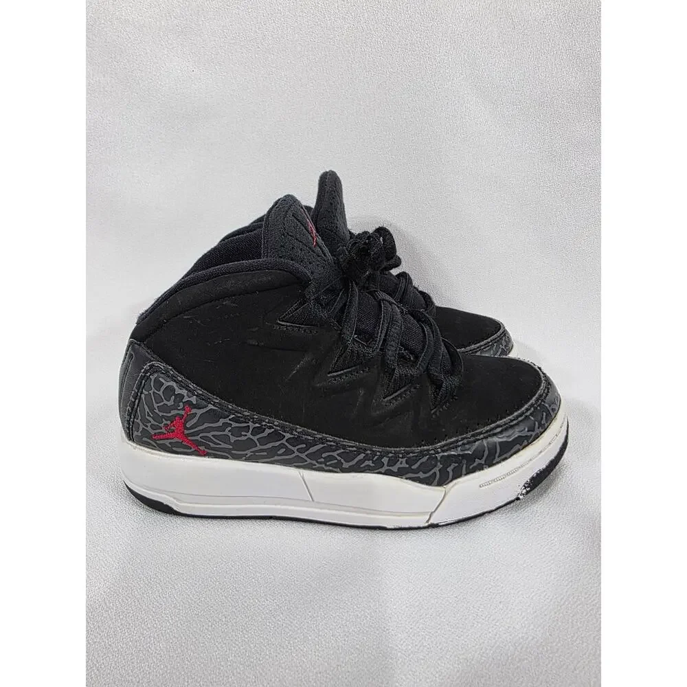 Nike Air Jordan Deluxe Kids 11C Black Red Elephant Print Shoes